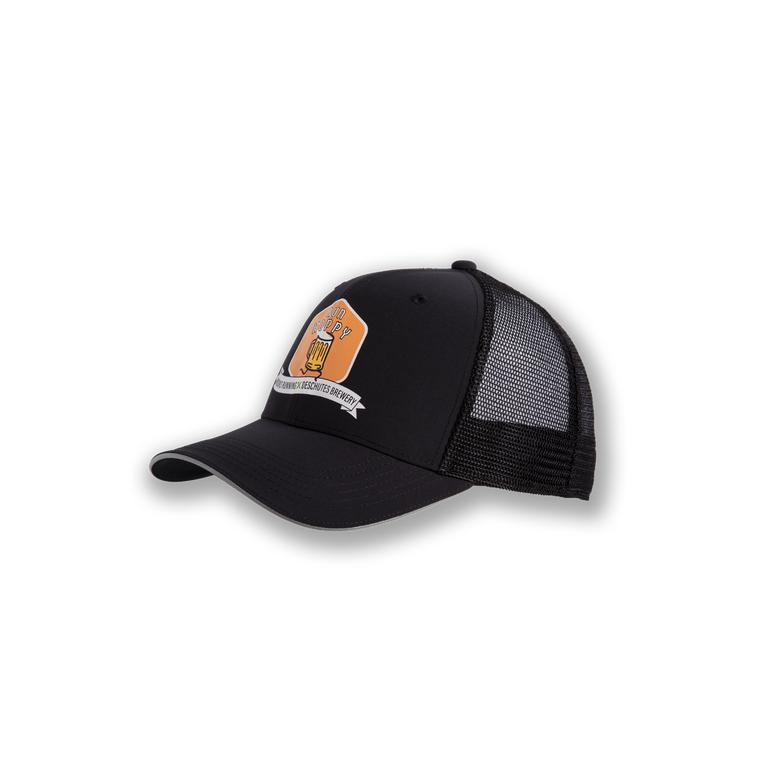 Brooks Womens Discovery Trucker Running Hat - Black/White/Green/Orange/Run Hoppy/Deschutes (514078-U